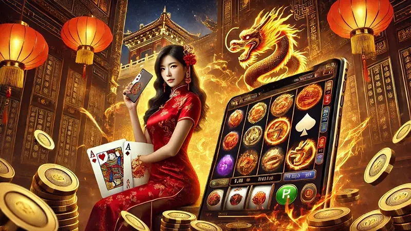 Reel slot digital dengan simbol permainan pada layar BATAK5D